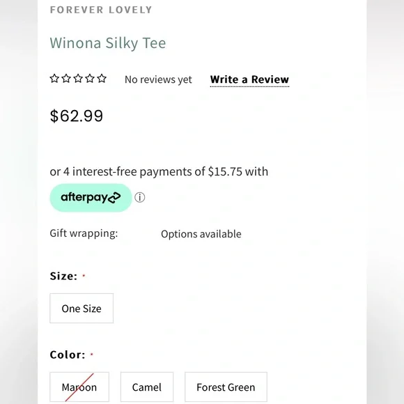 🆕 Forever Lovely, Winona Silky Tee, Forest Green, never worn, one size - Picture 8 of 9